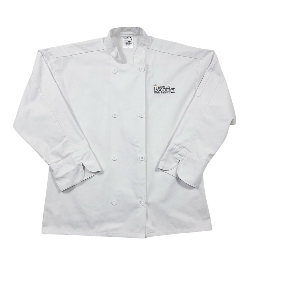 Auguste Escoffier School Culinary Chef Coat Men's Large White Logo-Mercer